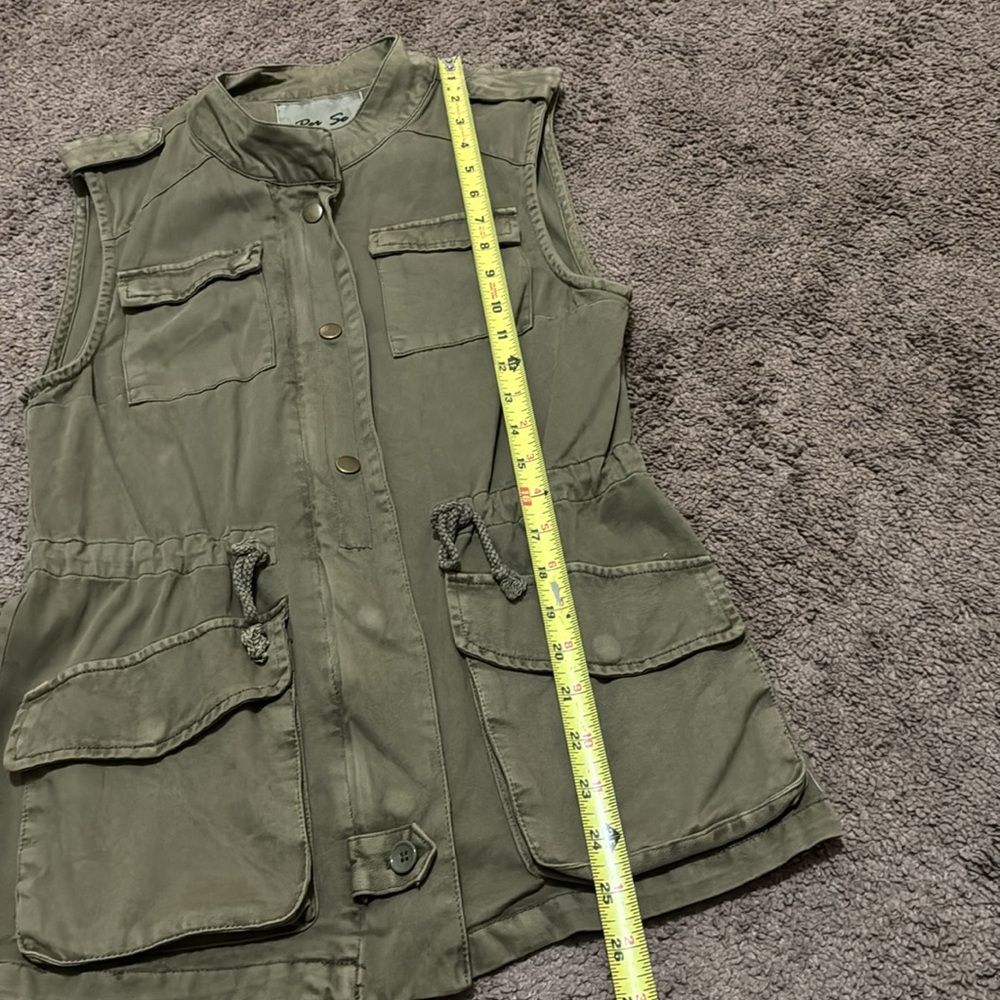 Per Se Vest-XS-Olive Green-Military Vibes-ZipUp/Snaps-Pockets-Adj Waist-Pockets - Picture 13 of 16
